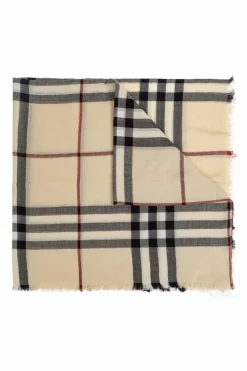 Burberry kremowy Wełniany szal