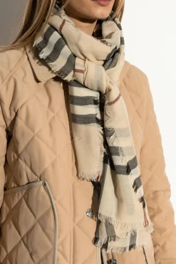 Burberry kremowy Wełniany szal