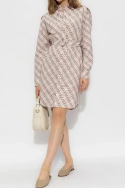 Burberry RÓŻOWY Sukienka z paskiem w talii