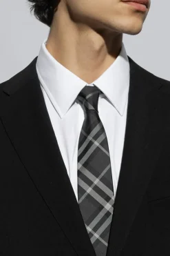 Burberry SZARY Jedwabny krawat