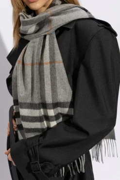 Burberry SZARY Kaszmirowy szal