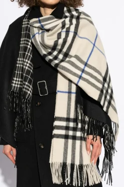 Burberry SZARY Kaszmirowy szal