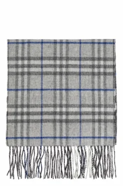 Burberry SZARY Kaszmirowy szal z frędzlami