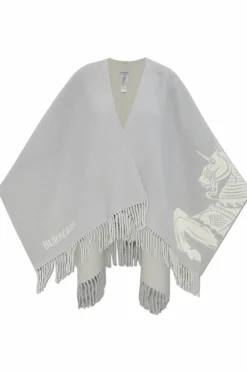 Burberry SZARY Ponczo z frędzlami
