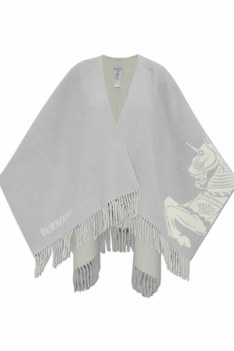 Burberry SZARY Ponczo z frędzlami