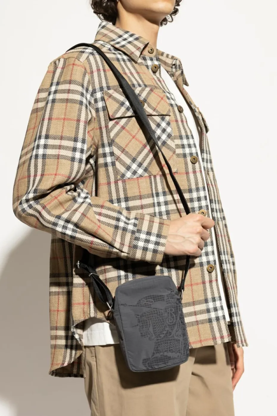 Burberry SZARY Torba na ramię z logo