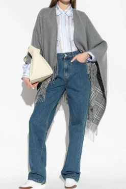 Burberry SZARY Wełniane ponczo