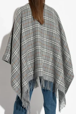 Burberry SZARY Wełniane ponczo