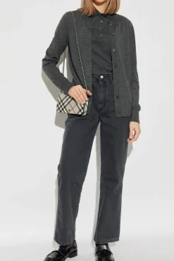 Burberry SZARY Wełniany kardigan