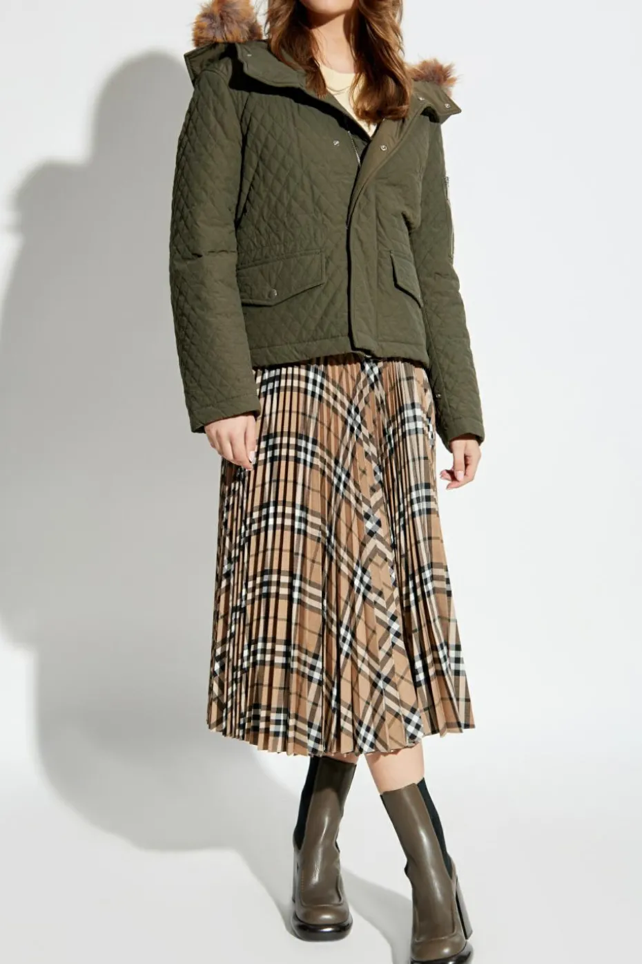 Burberry ZIELONY Kurtka z odpinanym kołnierzem
