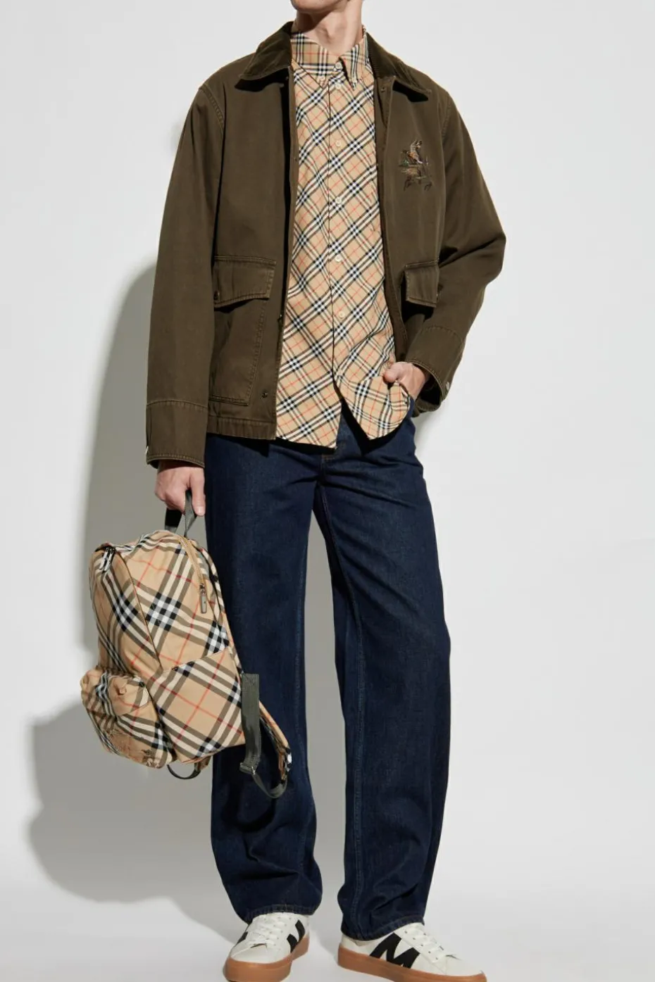 Burberry ZIELONY Kurtka ze sztruksowym kołnierzem