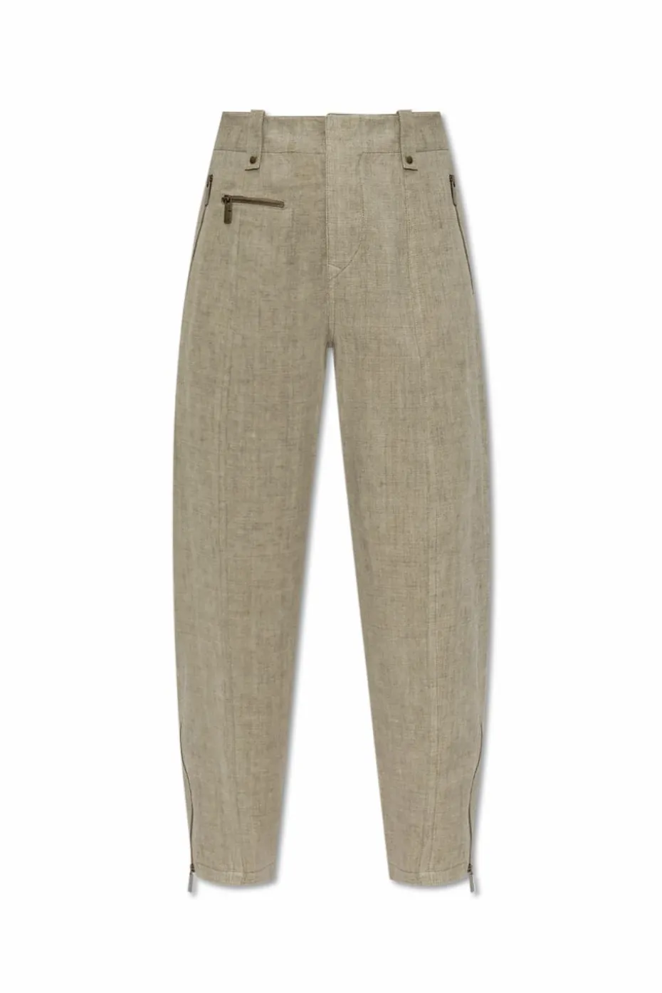 Burberry ZIELONY Lniane spodnie