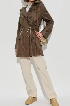 Burberry ZIELONY Parka z powlekanej bawełny