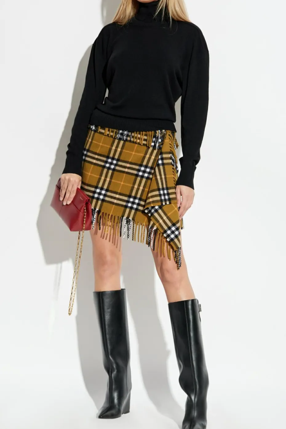 Burberry ZIELONY Spódnica ze wzorem w kratę