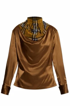 Burberry ZIELONY Top ze stójką