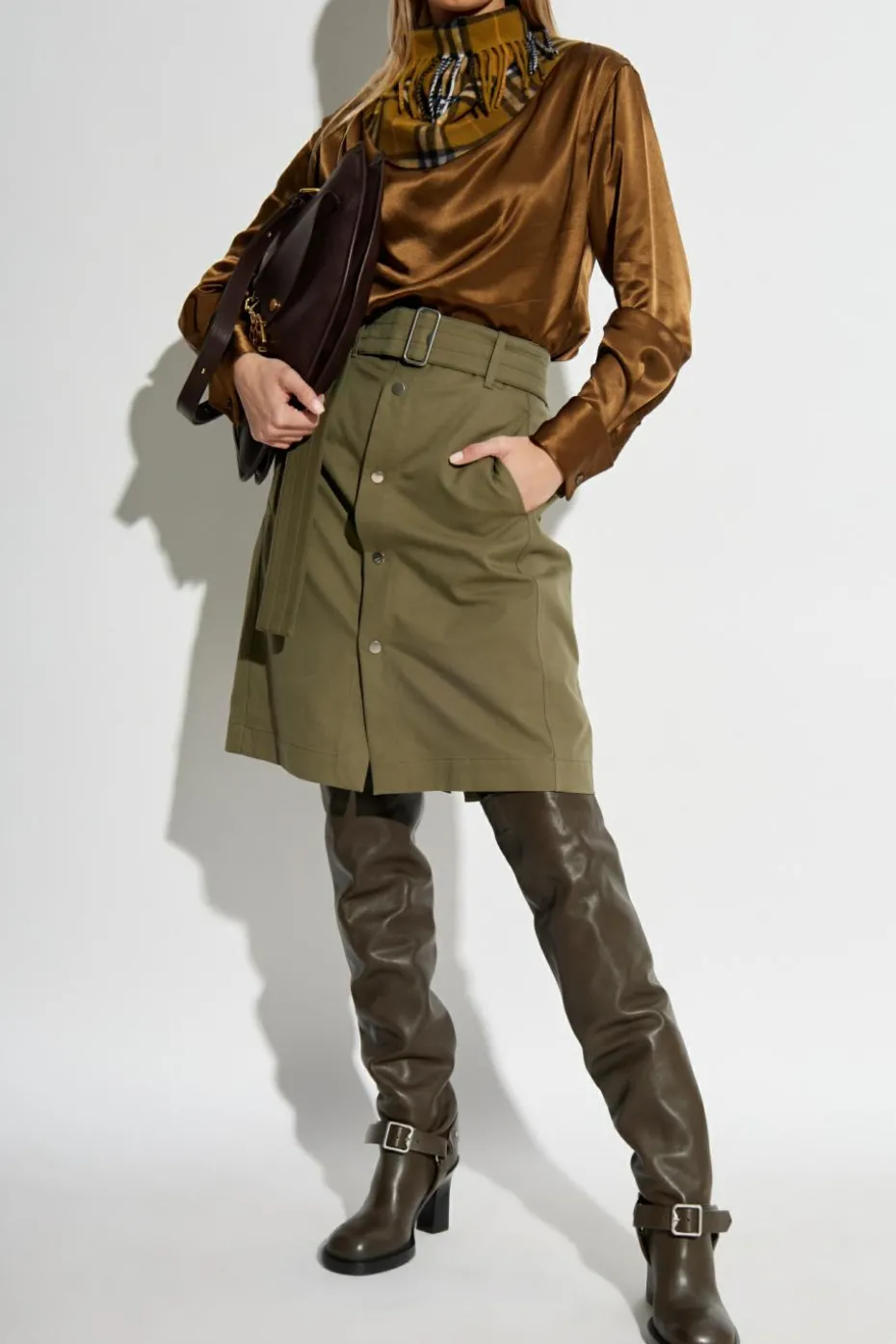 Burberry ZIELONY Top ze stójką