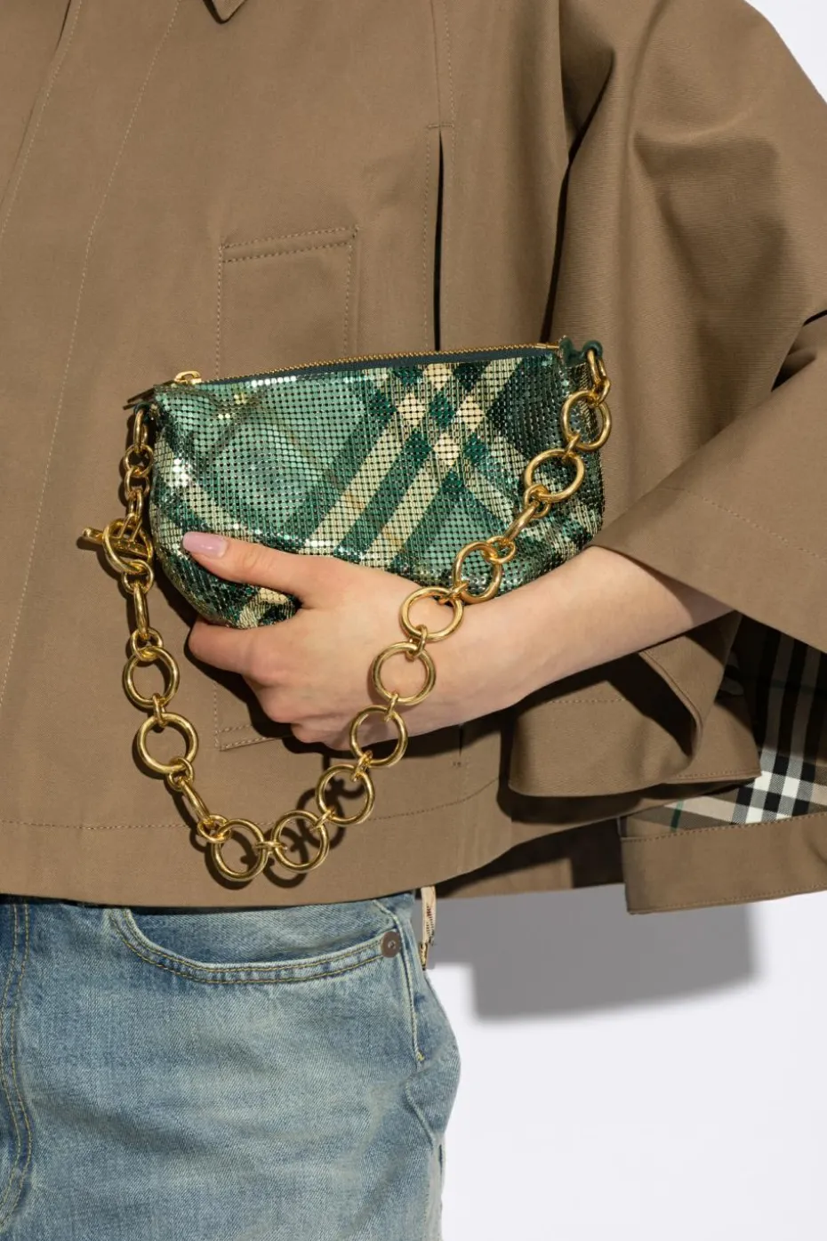 Burberry ZIELONY Torba do ręki `Chainmail`