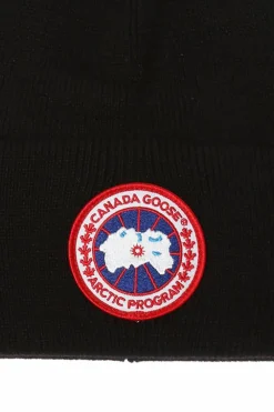 Canada Goose CZARNY Wełniana czapka z logo
