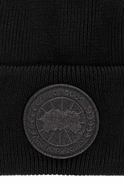 Canada Goose CZARNY Wełniana czapka z logo