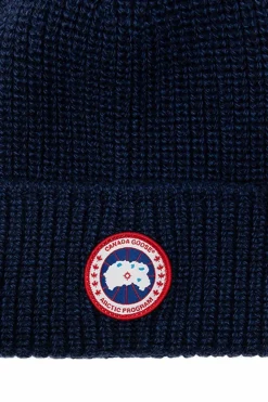 Canada Goose GRANATOWY Czapka z naszywką z logo
