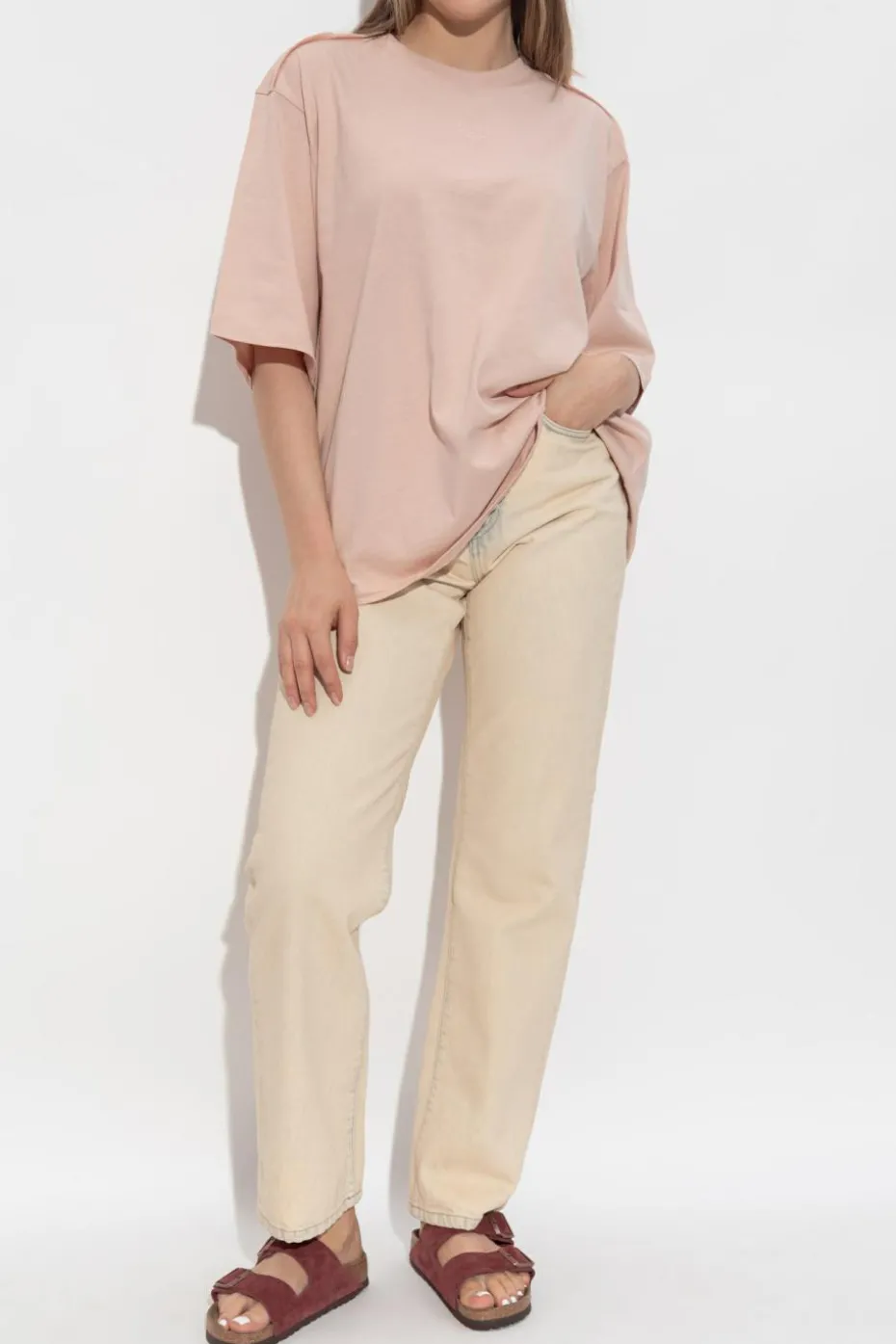 Carhartt WIP beżowy Jeansy z wysokim stanem