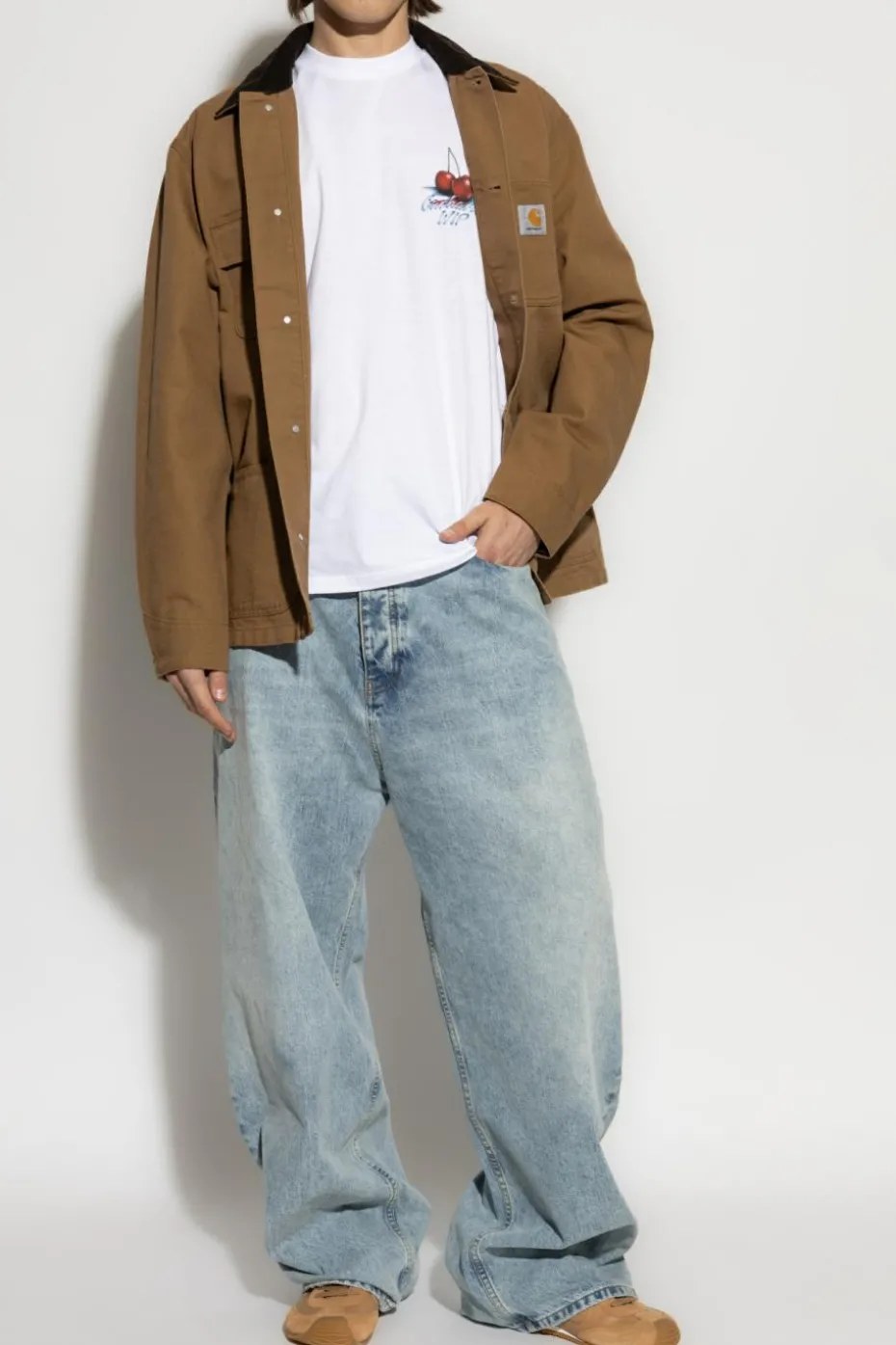 Carhartt WIP BRĄZOWY Kurtka ze sztruksowym kołnierzem