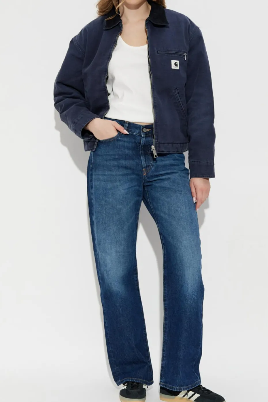 Carhartt WIP GRANATOWY Kurtka sztruksowa