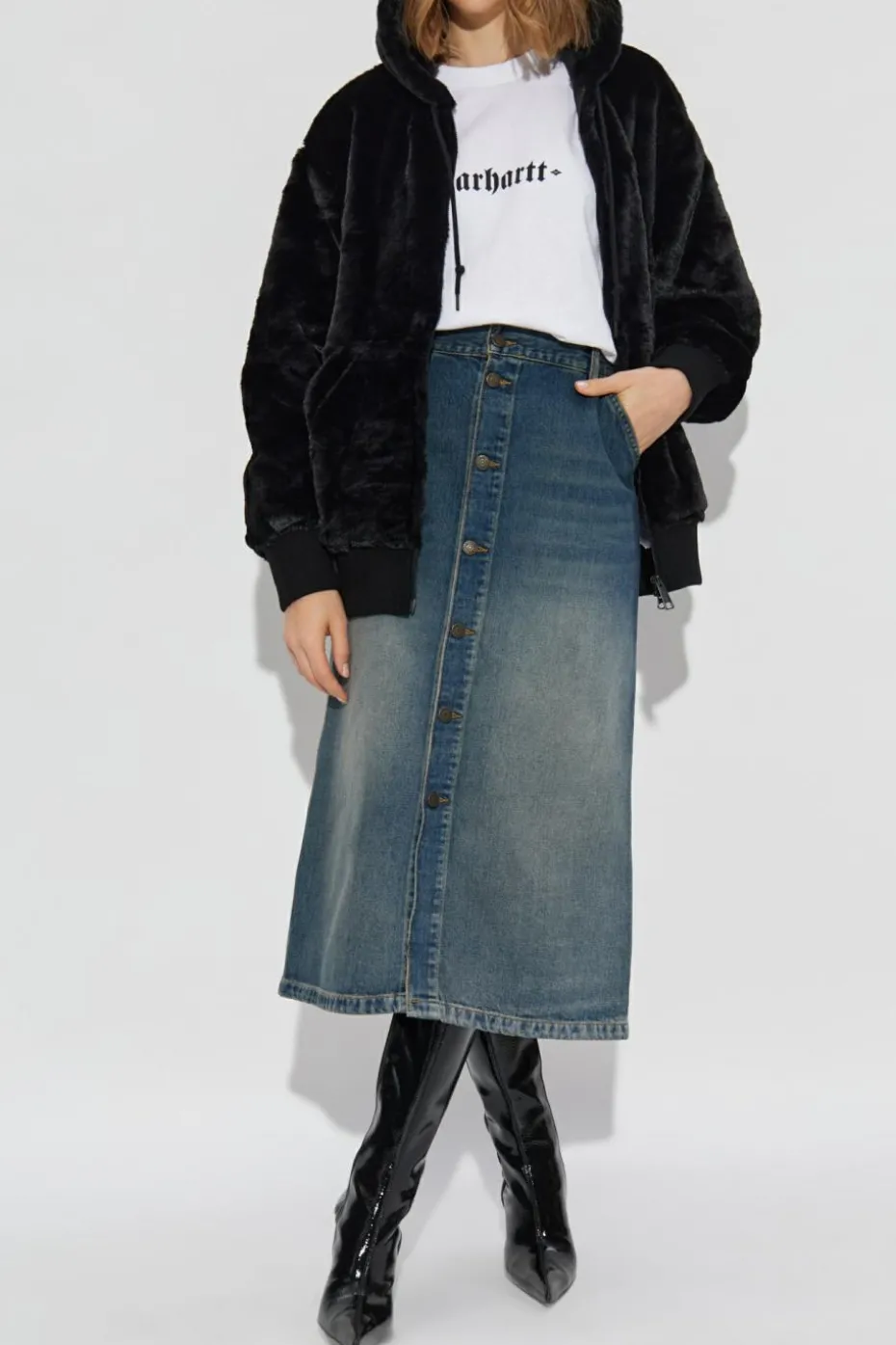 Carhartt WIP NIEBIESKI Spódnica jeansowa