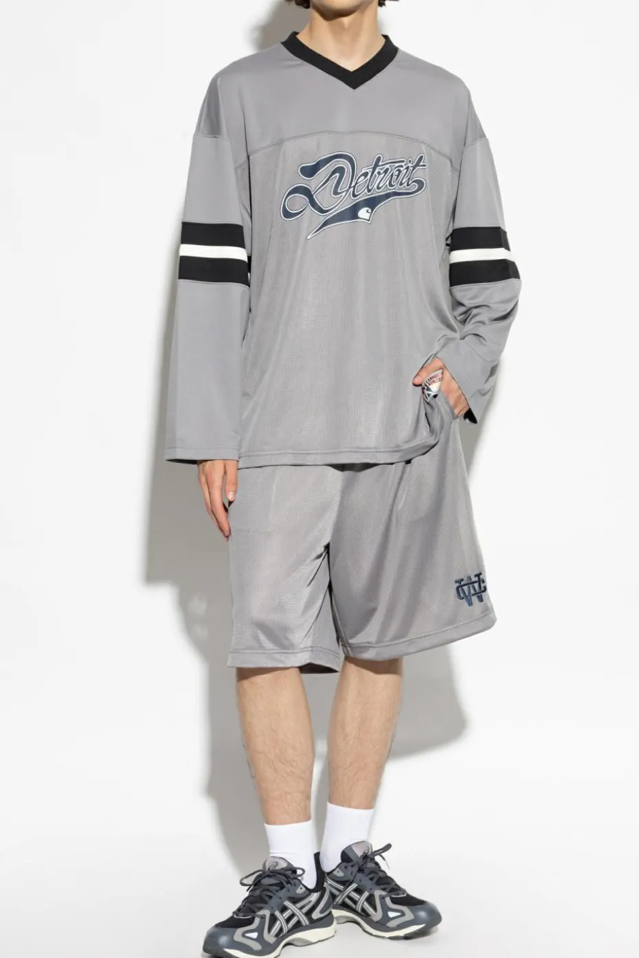 Carhartt WIP SZARY Szorty z logo