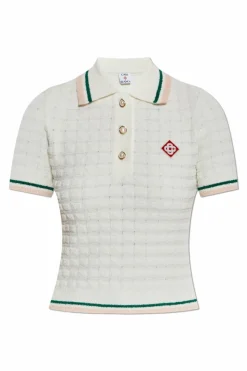 Casablanca BIAŁY Polo z naszywką z logo