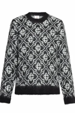 Casablanca CZARNY Sweter z monogramem