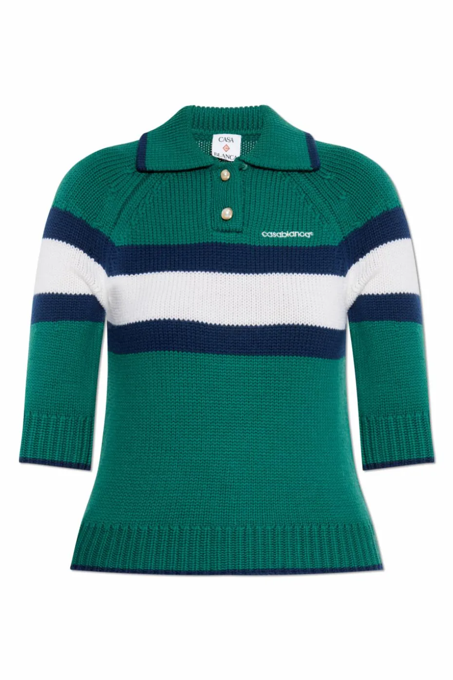 Casablanca ZIELONY Polo z wyszytym logo