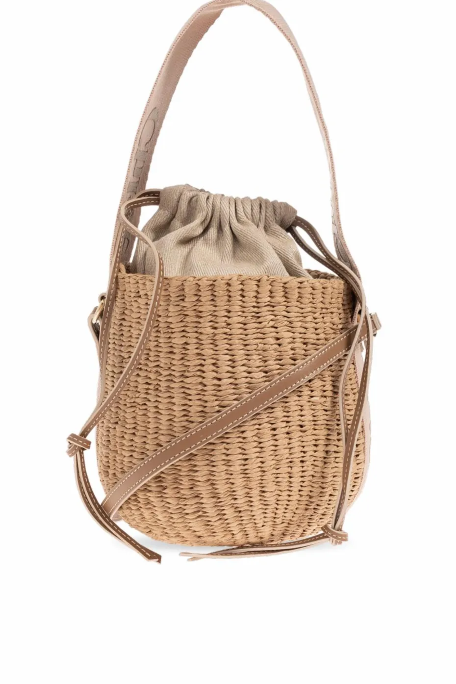 Chloé beżowy Torba na ramię ‘Woody Mini’ typu ‘bucket’