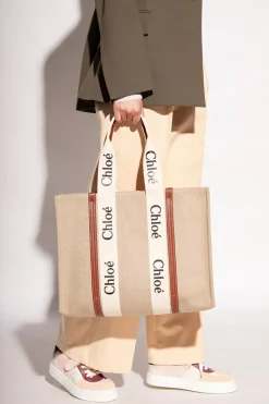 Chloé beżowy Torba ‘Woody Large’ typu ‘shopper’