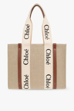 Chloé beżowy Torba ‘Woody Medium’ typu ‘shopper’