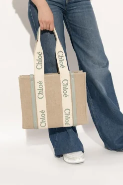 Chloé beżowy Torba `Woody Medium` typu `shopper`
