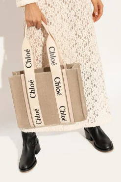 Chloé beżowy Torba ‘Woody Medium’ typu ‘shopper’