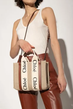 Chloé beżowy Torba ‘Woody Small’ typu ‘shopper’