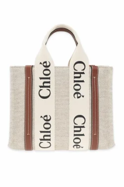 Chloé beżowy Torba 'Woody' typu 'shopper'
