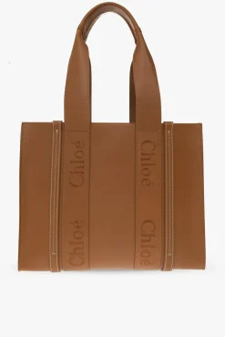 Chloé BRĄZOWY Torba ‘Woody Medium’ typu ‘shopper’