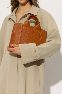 Chloé BRĄZOWY Torba ‘Woody Small’ typu ‘shopper’