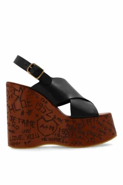Chloé CZARNY Sandały na koturnie `Maxime`