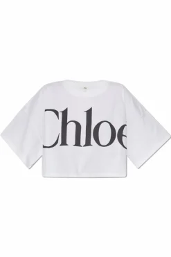 Chloé kremowy Krótki t-shirt typu `oversize`