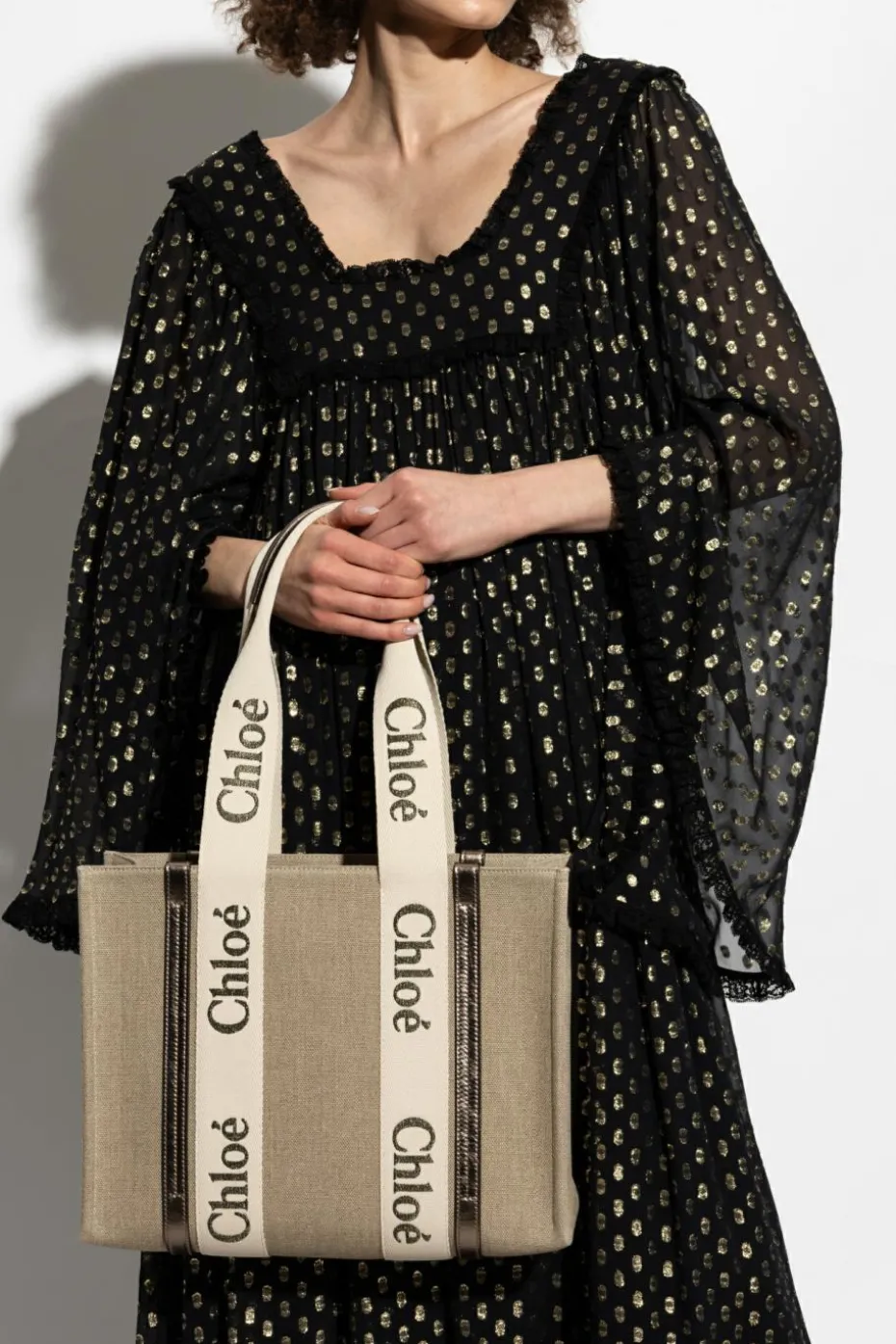 Chloé SZARY Torba `Woody Medium` typu `shopper`