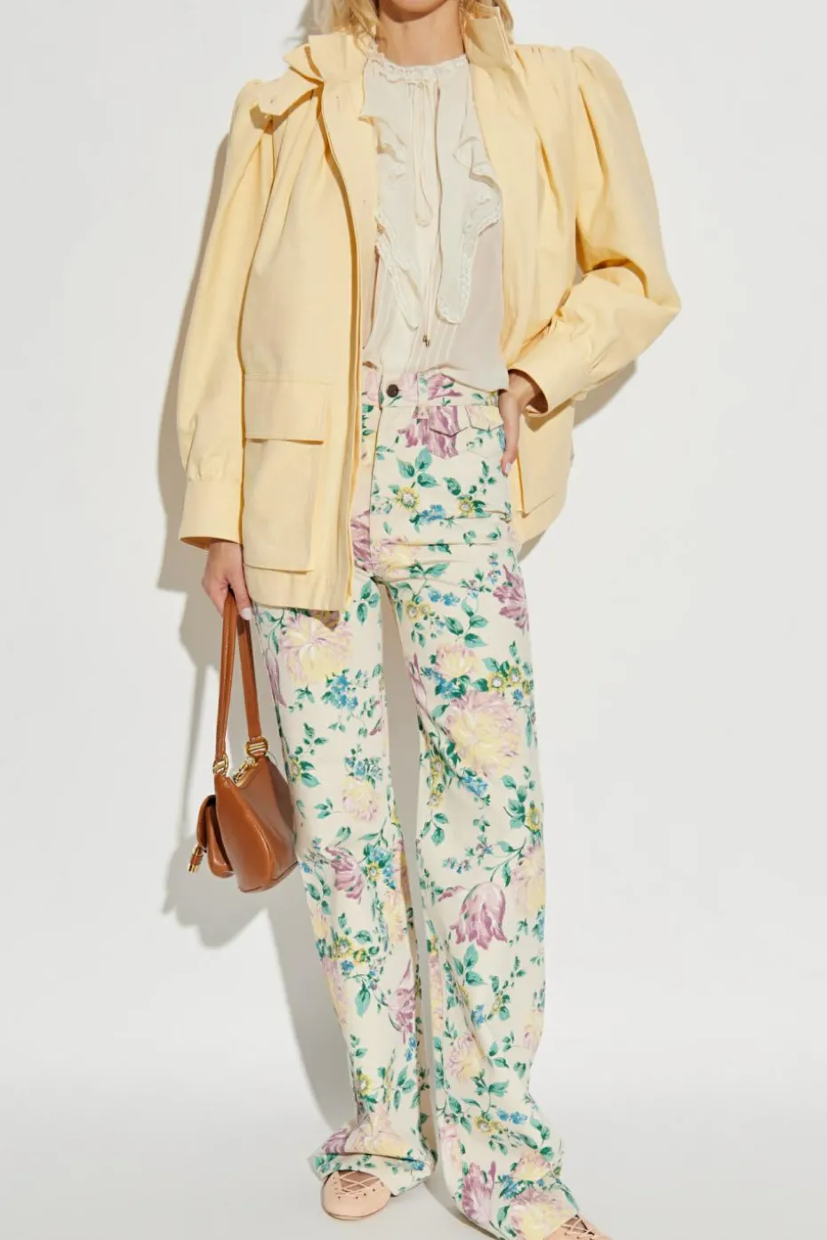 Chloé ŻÓŁTY Kurtka typu `oversize` ze stójką