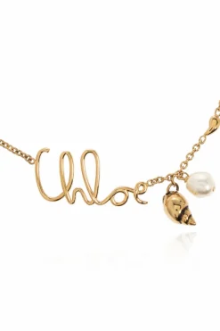 Chloé ZŁOTY Choker z logo