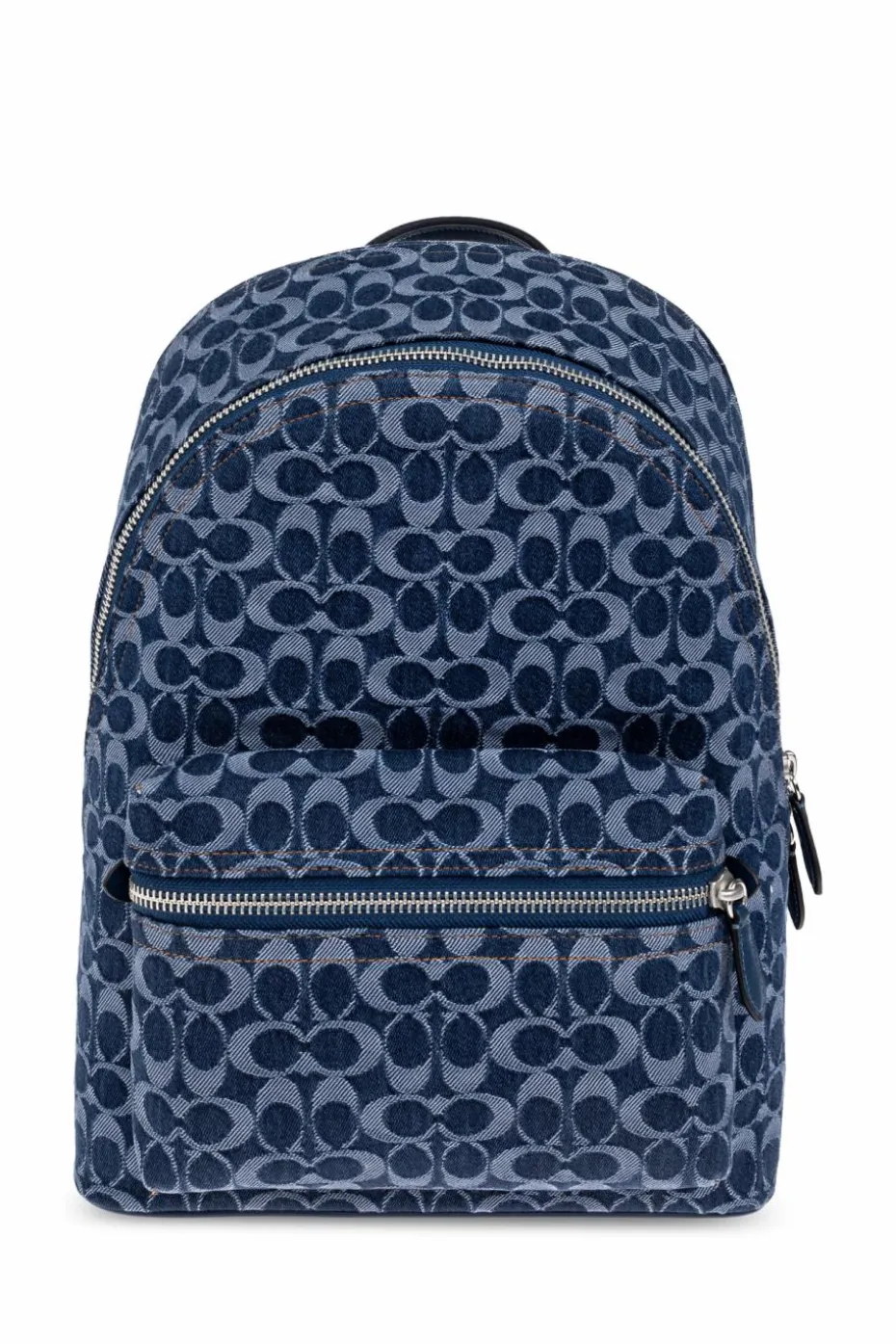 Coach GRANATOWY Jeansowy plecak z monogramem