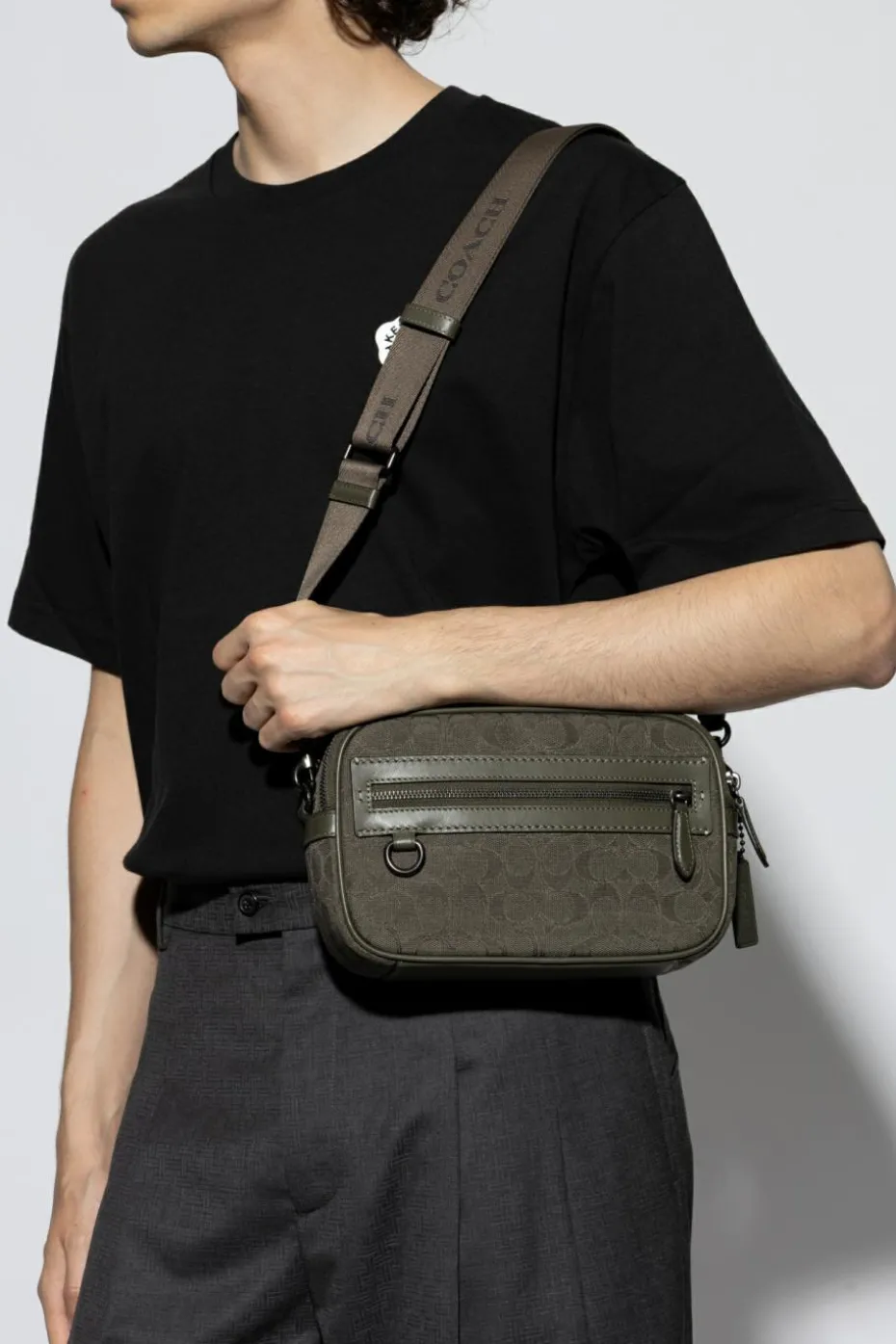 Coach ZIELONY Torba na ramię z monogramem