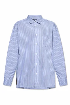 Comme des Garçons Homme Plus NIEBIESKI Koszula ze wzorem w pasy
