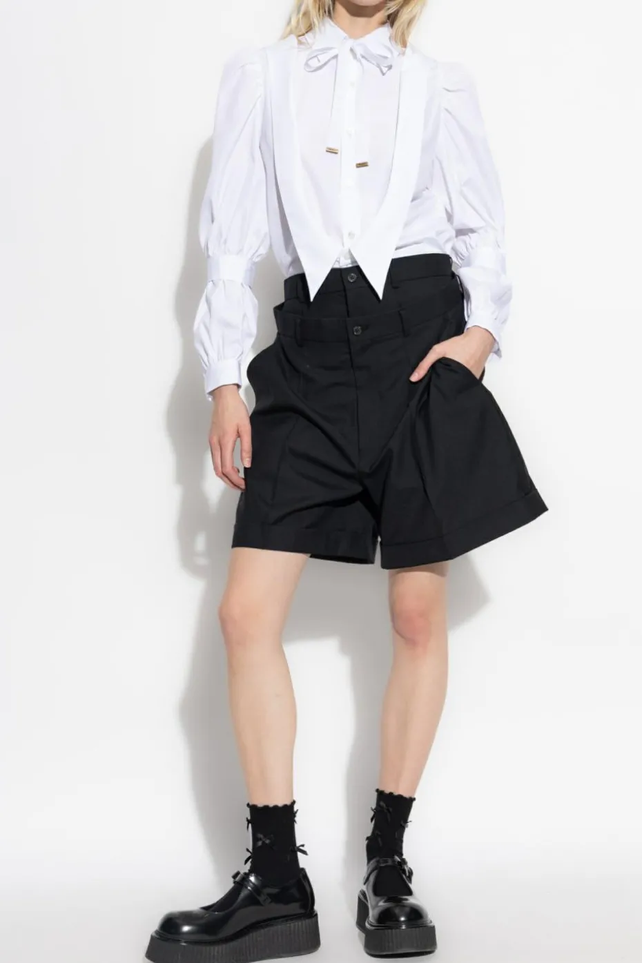 Comme des Garçons Noir Kei Ninomiya BIAŁY Koszula z bufiastymi rękawami